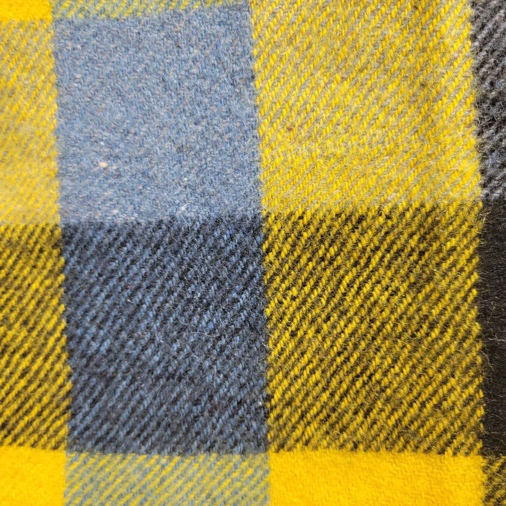 Waverley All Wool Blanket South Africa Yellow Blue Plaid Check Fringed 55x55